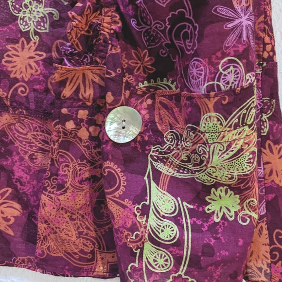 DKNY Jeans Y2k/2000s short cardigan floral tie dye print EUC size Medium - Picture 5 of 7